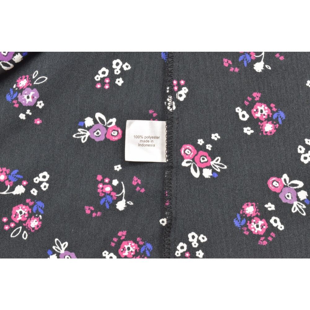 Lane Bryant Women's Size 26 Black Floral V-Neck Blouse 3/4 Bell Sleeve Polyester - Picture 7 of 8